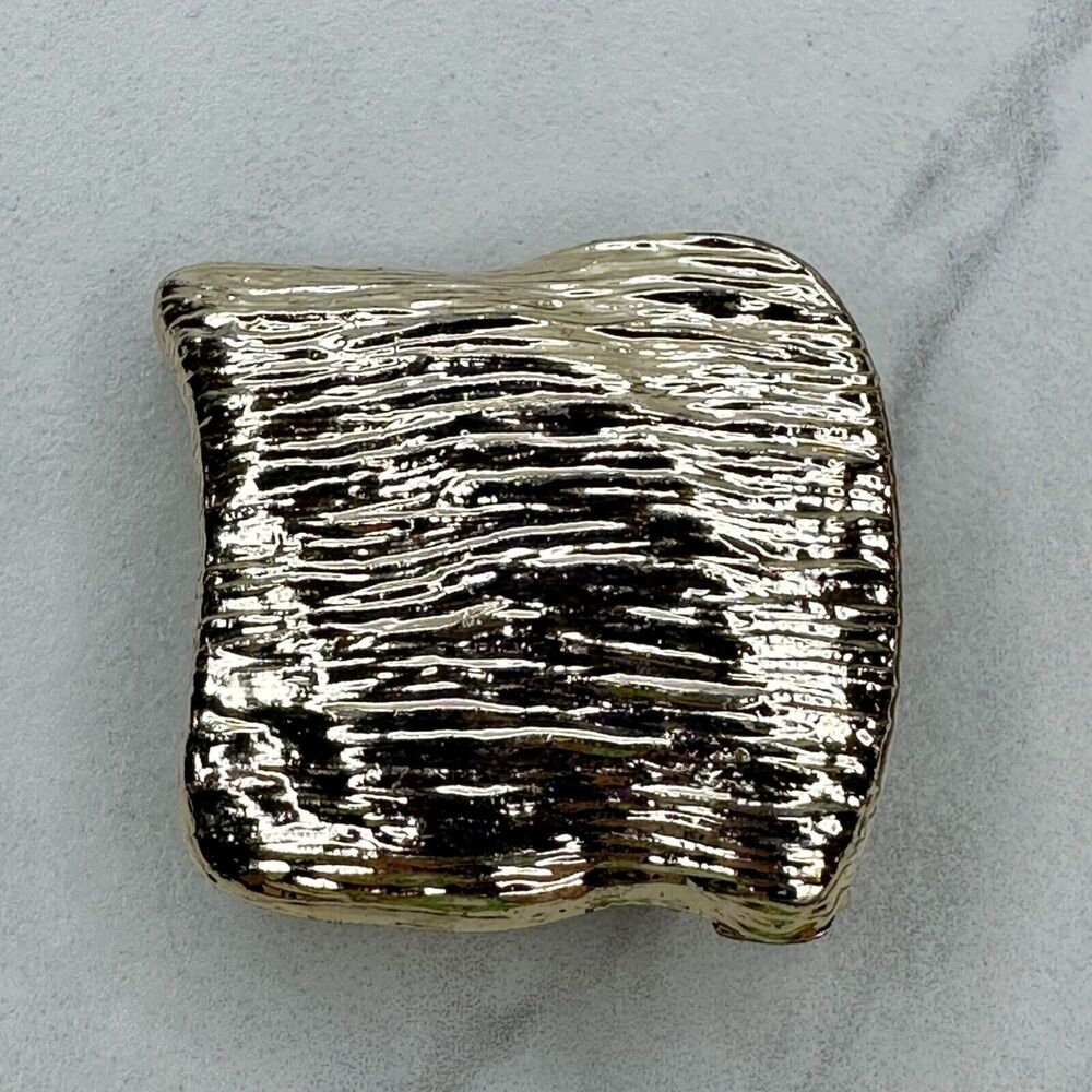 Vintage Textured Wavy Gold Tone Belt Buckle Piece